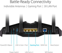 Carregar imagem no visualizador da galeria, ASUS RT-AX82U ROG Gaming Wi-Fi Router AX5400 Dual-Band WiFi 6 Game Acceleration Mesh WiFi MU-MIMO, Mobile Game Boost, Streaming,Gaming
