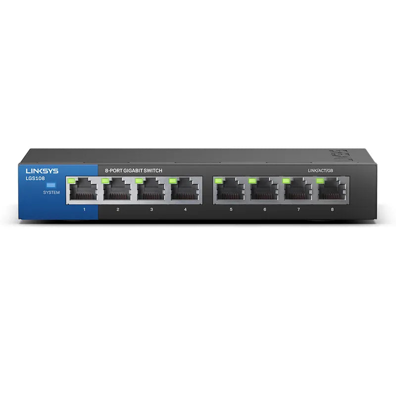 LINKSYS LGS108 8-Port Business Desktop Gigabit Switch Wired Connection Speed Up To 1000Mbps 8 Gigabit Ethernet Auto-Sensing