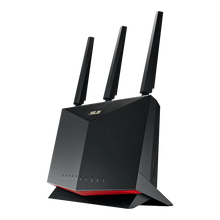 Lataa kuva Galleria-katseluun, ASUS RT-AX86U AX5700 ROG Gaming WiFi Router 5700 Mbps Dual Band Wi-Fi 6 802.11ax, Up To 2500 Sq Ft &amp; 35+ Devices, NVIDIA GeForce
