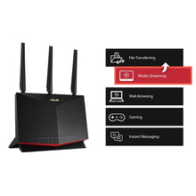 Carica l&#39;immagine nel visualizzatore di Gallery, ASUS RT-AX86U PRO WiFi 6 Gaming Router PS5 Compatible AX5700 5700Mbps Dual Band 802.11ax,up 2500sq ft,35+ Devices Game VPN QoS
