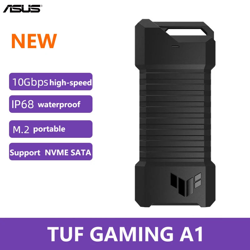 ASUS TUF Gaming A1 SSD Enclosure External Hard Disk M.2 NVMe USB3.2 GEN2 Type C, IP68, Fits PCIe 2280/2260/2242/2230 M/M+B Key