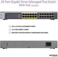 Kép betöltése a galériamegjelenítőbe: NETGEAR  JGS524PE 24-Port Gigabit Ethernet Smart Managed Plus PoE Switch With 12 x PoE 100W Desktop Rackmount ProSAFE
