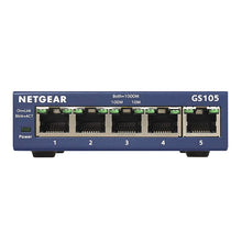 Load image into Gallery viewer, Netgear GS105 Gigabit Switch 5-Port 10/100/1000 Gigabit Ethernet ,Bandwidth 10 Gbps ,Unmanaged Desktop Switch
