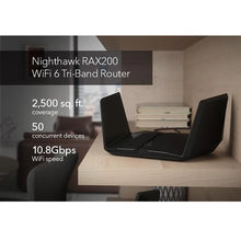 将图片加载到图库查看器，NETGEAR RAX200 AX11000 Nighthawk Tri-Band AX12 12-Stream WiFi 6 Router 802.11ax 5GHz Up To 4.8Gbps Wi-Fi Speed
