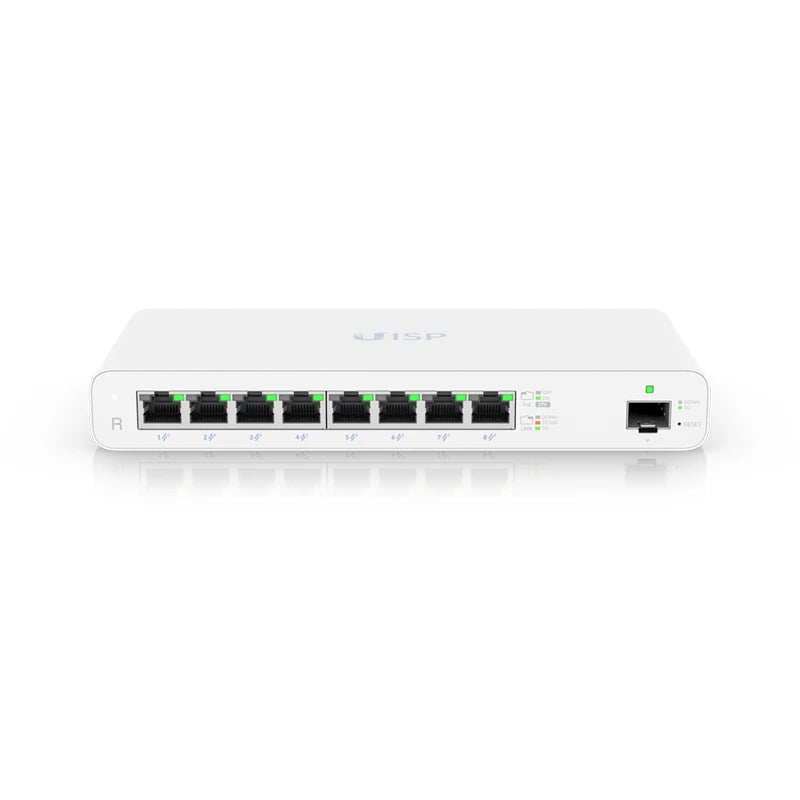 UBIQUITI UISP-R UISP Router Gigabit PoE router for MicroPoP applications, 8xGbE RJ45 ports with 27V passive PoE, 1G SFP port
