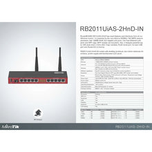 将图片加载到图库查看器，MikroTik Routerboard RB2011UiAS-2HnD-IN WiFi Router Sfp Port Plus 10 Port Ethernet Wi-Fi 2.4G 300Mbps
