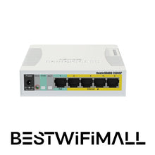 Kép betöltése a galériamegjelenítőbe: MikroTik CSS106-1G-4P-1S / RB260GSP 5x Gigabit PoE Out Ethernet Smart Switch, SFP Cage, Plastic Case, SwOS
