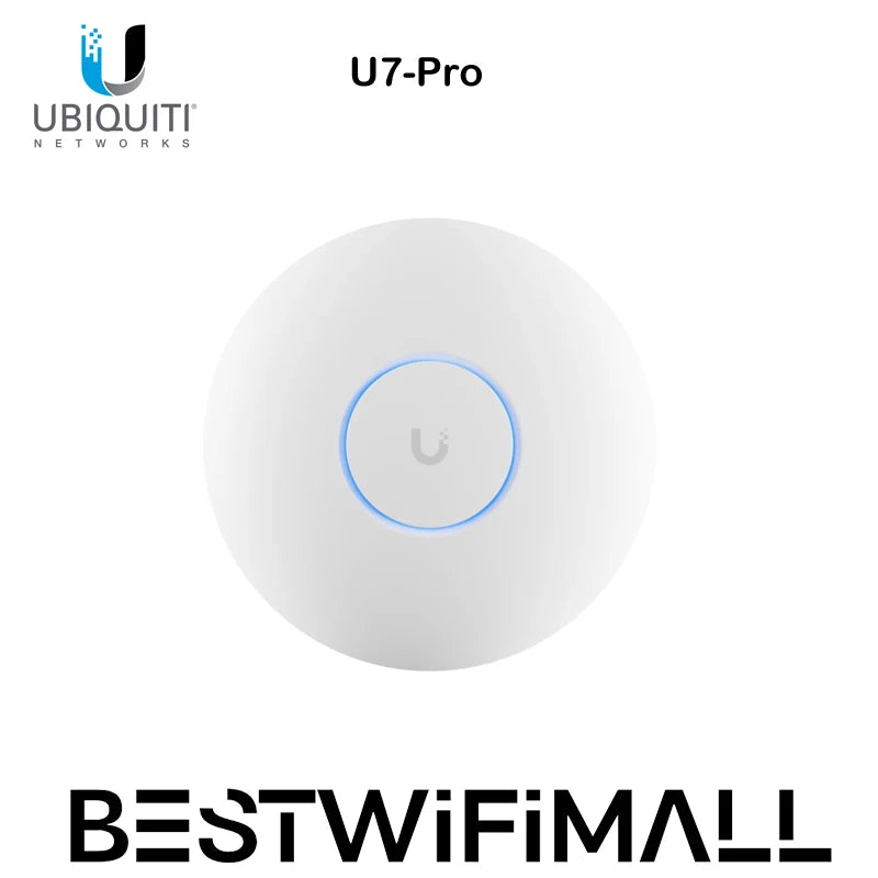 UBIQUITI U7-Pro Ceiling-mounted WiFi 7 AP With 6 Spatial Streams And 6 GHz 140m²(1,500 ft²) Wireless Access Point, 300+Connected