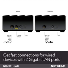 이미지를 갤러리 뷰어에 로드 , NETGEAR MK62 2-Pack Nighthawk Dual-band AX1800 MU-MIMO 1.8Gbps 1 Router+1 Satellite WiFi 6 Mesh Router, WiFi Coverage 3,000sq.ft
