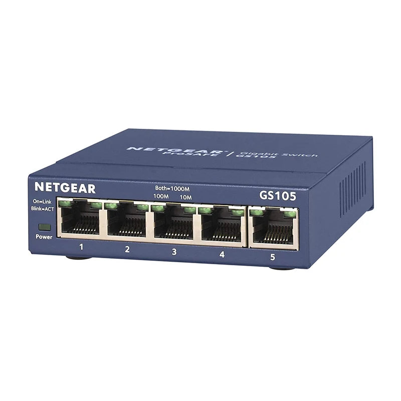 Netgear GS105 Gigabit Switch 5-Port 10/100/1000 Gigabit Ethernet ,Bandwidth 10 Gbps ,Unmanaged Desktop Switch