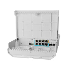 Lataa kuva Galleria-katseluun, MikroTik CSS610-1Gi-7R-2S+OUT netPower Lite 7R Outdoor reverse PoE Switch with Gigabit Ethernet and 10G SFP+ ports
