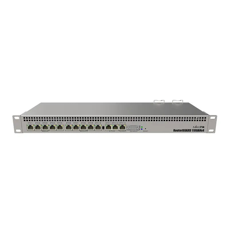 MikroTik RB1100AHx4 Router RouterBOARD Dude Edition with 13 Gigabit Ethernet Ports, RS232 Serial Port and Dual Redundant Power Supplies