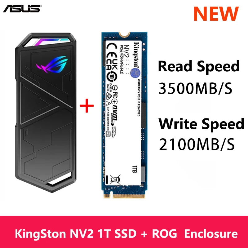 ASUS ROG STRIX ARION External Hard Disk M.2 NVMe SSD Enclosure USB3.2 GEN2 Type-C, Fits PCIe 2280/2260/2242/2230 M/M+B Key