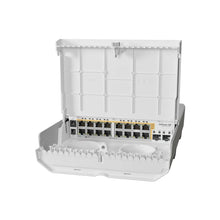 Kép betöltése a galériamegjelenítőbe: MikroTik CRS318-16P-2S+OUT Outdoor 18 Port PoE Switch with 16 Gigabit PoE-out ports and 2 SFP+ for 10G fiber uplinks
