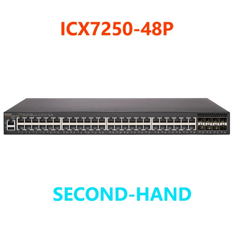 RUCKUS BROCADE ICX7250-48P ICX Switches Layer 3 POE+ Switch 48x10/100/1000Mbps PoE+Ports 740W 8x1GbE Uplink/Stacking SFP+