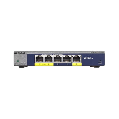 NETGEAR GS105PE Gigabit Plus Switch 5-Port Gigabit Ethernet Plus PoE Pass-Throu/PoE Power Down Switch With 2-Port PoE Out Ports