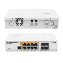 Lade das Bild in den Galerie-Viewer, Mikrotik CRS112-8P-4S-IN 8xGigabit Ethernet Smart PoE Switch with PoE-out, 4xSFP cages, 400MHz CPU, 128MB RAM, desktop case
