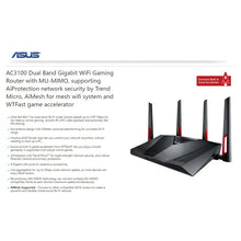 Kép betöltése a galériamegjelenítőbe: ASUS RT-AC88U AC3100 TOP 5 Best Gaming 4K Router VPN Client 802.11ac 3167Mbps MU-MIMO 2.4 GHz/5 GHz 8x1000Mbps
