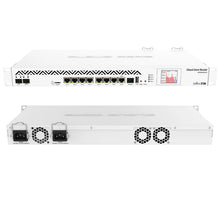 Load image into Gallery viewer, MikroTik CCR1036-8G-2S+ Router 1U Rackmount 8x Gigabit Ethernet 2x SFP+ Cages LCD 36 Cores x 1.2GHz CPU 8GB RAM Dual PSU
