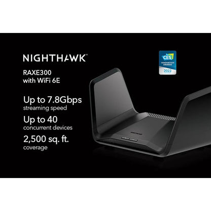 NETGEAR RAXE300 AXE7800 Nighthawk 8-Stream Tri-Band WiFi 6E Router 7.8Gbps Speed 2,500 Sq.Ft Armor & Smart Parental Controls