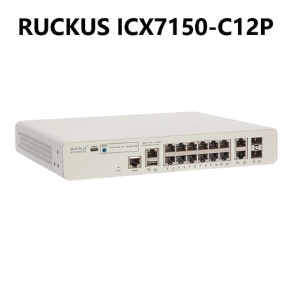 RUCKUS NETWORKS ICX7150 ICX7150-C12P-2X10GR PoE Switch 12x10/100/1000 Mbps RJ-45 PoE+Ports AP 124W PoE Dget 2x10GbE Uplink/Stacking SFP/SFP+