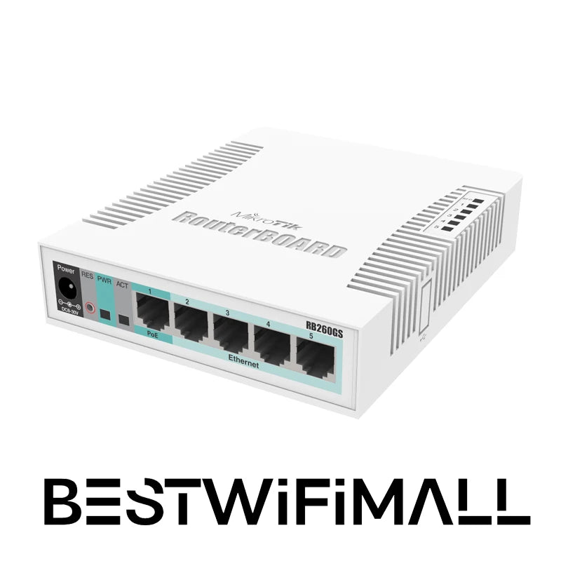 Mikrotik CSS106-5G-1S / RB260GS 5x Switch SOHO inteligente Gigabit Ethernet, 1x jaula SFP, caja de plástico, SwOS 