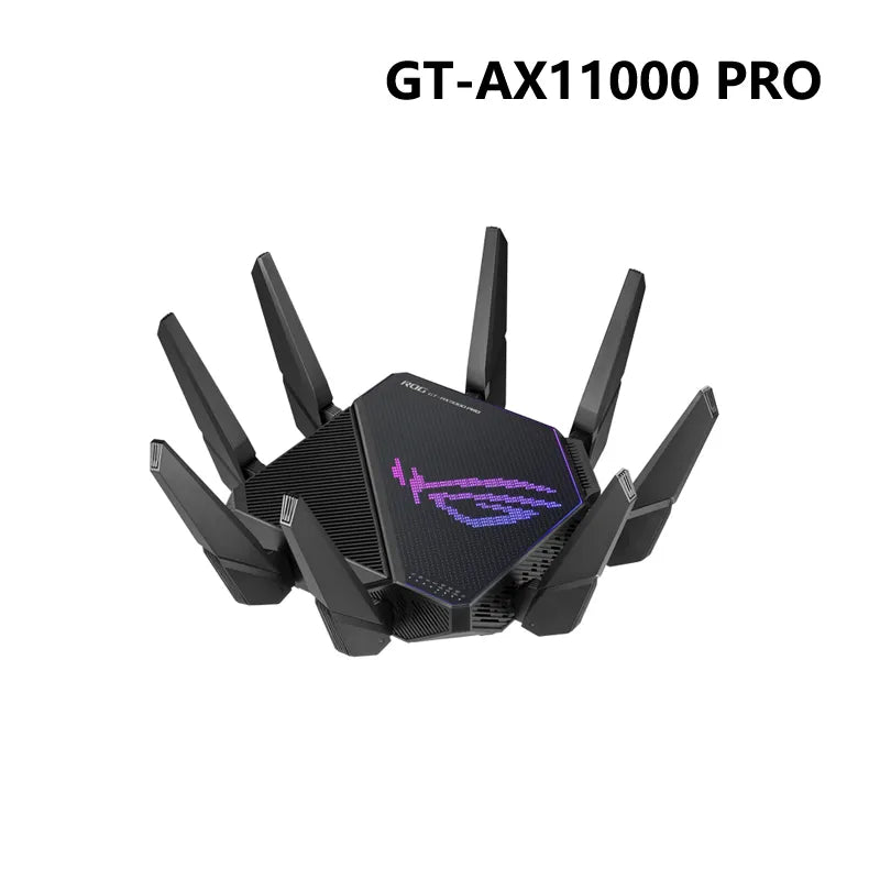 ASUS GT-AX11000 PRO Tri-band WiFi 6 Gaming Router World's first 1x10G & 1x2.5G WAN/LAN gaming port DFS, 2G quad-core Processor