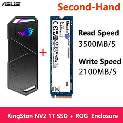 ASUS ROG STRIX ARION External Hard Disk M.2 NVMe SSD Enclosure USB3.2 GEN2 Type-C, Fits PCIe 2280/2260/2242/2230 M/M+B Key