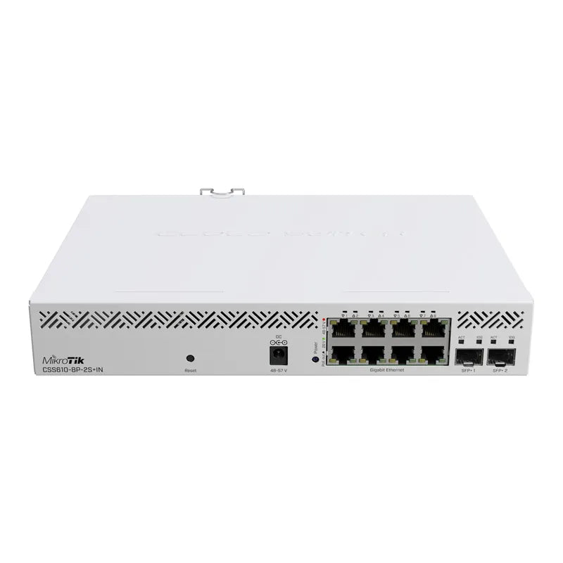 MIKROTIK CSS610-8P-2S+IN Switch Potente PoE asequible 8 puertos de salida PoE Gigabit y 2 puertos SFP+ de 10 Gigabit, 162 W, ​​VLAN 