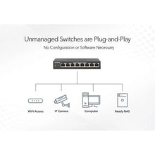 Carregar imagem no visualizador da galeria, NETGEAR GS110MX Unmanaged Switch 10 Gigabit/Multi-Gigabit 8 Port Gigabit Ethernet, with 2 Port 5 Speed 56Gbps Bandwidth

