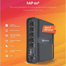 Carica l&#39;immagine nel visualizzatore di Gallery, MikroTik C52iG-5HaxD2HaxD-TC AX1800 1.8Gbps WiFi 6 Router hAP ax², PoE-in and PoE-out 802.11ax WPA3 5x10/100/1000 Ethernet ports
