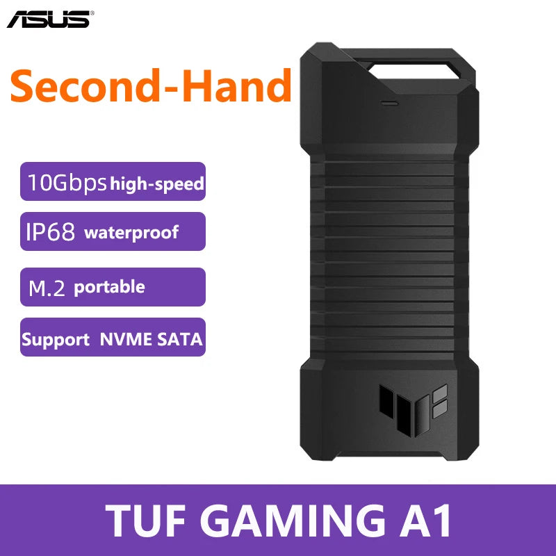 ASUS TUF Gaming A1 SSD Enclosure External Hard Disk M.2 NVMe USB3.2 GEN2 Type C, IP68, Fits PCIe 2280/2260/2242/2230 M/M+B Key