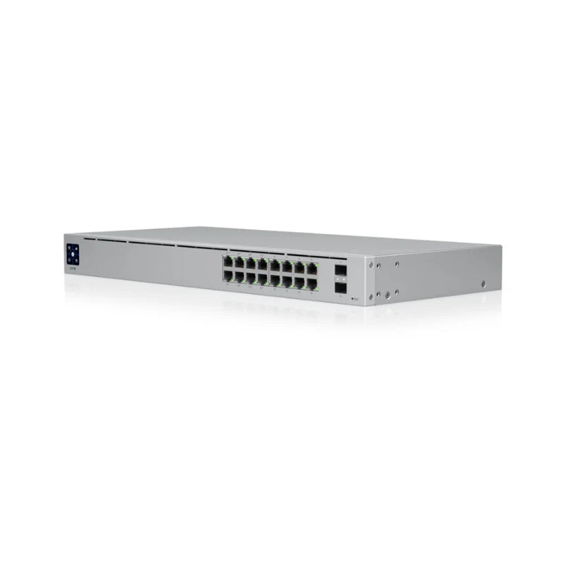 UBIQUITI USW-16-POE POE Switch Layer 2, PoE switch with (16) GbE RJ45 ports, including (8) PoE+ ports, and (2) 1G SFP ports