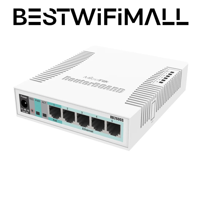 Mikrotik CSS106-5G-1S / RB260GS 5x Gigabit Ethernet Smart SOHO Switch, 1x SFP Cage, Plastic Case, SwOS