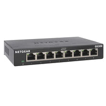 Kép betöltése a galériamegjelenítőbe: NETGEAR GS308 8-Port Gigabit Ethernet Unmanaged Switch Metal shell, Gigabit 8-port 300 Series SOHO Unmanaged Switch
