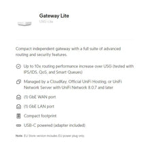 Load image into Gallery viewer, UBIQUITI UXG-Lite Gateway Lite 10x Routing Performance Increase Over USG, Managed By A CloudKey, Official UniFi Hosting
