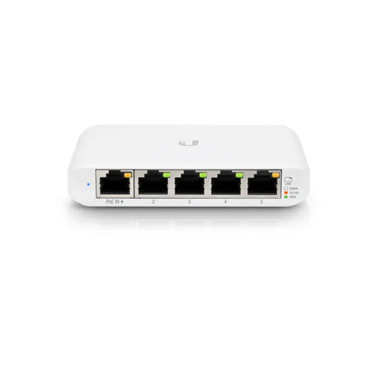 UBIQUITI USW-Flex-Mini Switch Flex Mini, Layer 2 switch with 5xGbE RJ45 ports, including 1xPoE input,fully managed UniFi Network