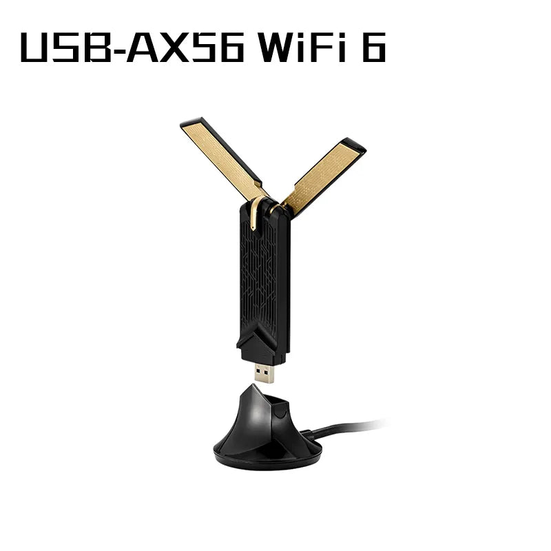 Двухдиапазонный USB-адаптер ASUS USB-AX56 AX1800 USB Wi-Fi, 1800 Мбит/с, 802.11ax, поддержка MIMO/OFDMA, USB 3.0 Wi-Fi-адаптер с подставкой в ​​комплекте 