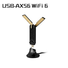 Cargar imagen en el visor de la galería, Adaptador WiFi USB ASUS USB-AX56 de doble banda AX1800 1800Mbps 802.11ax compatible con adaptador Wi-Fi USB 3.0 MIMO/OFDMA con base incluida 
