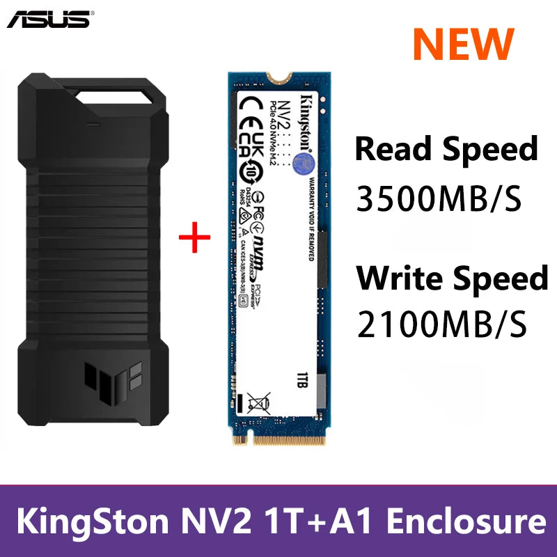 ASUS TUF Gaming A1 SSD Enclosure External Hard Disk M.2 NVMe USB3.2 GEN2 Type C, IP68, Fits PCIe 2280/2260/2242/2230 M/M+B Key