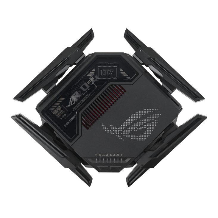 ASUS ROG Rapture GT-BE98 Pro Quad-Band WiFi 7 Gaming Router, Next-Gen Computing, Dual 6 GHz Band Speeds 30 Gbps Dual 10Gbps Port